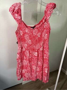 Orange Floral Beach Capsleeve Mini Sundress with Pockets